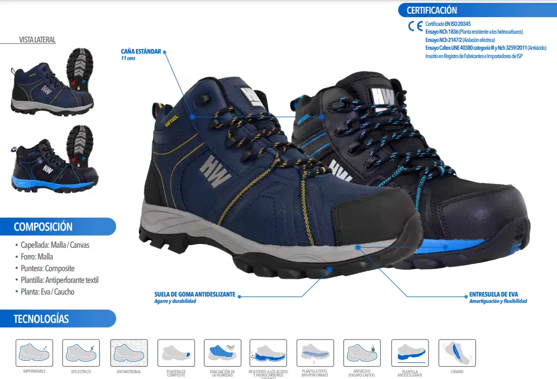 calzado seguridad hw bering low blue