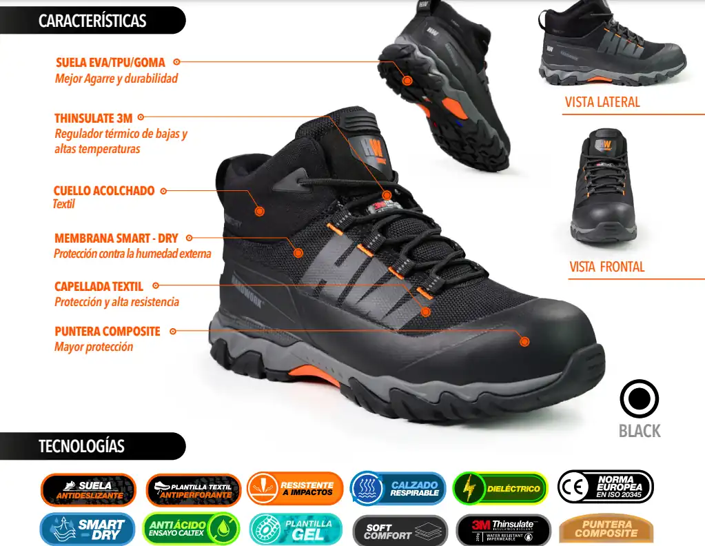 calzado seguridad hw terrain black