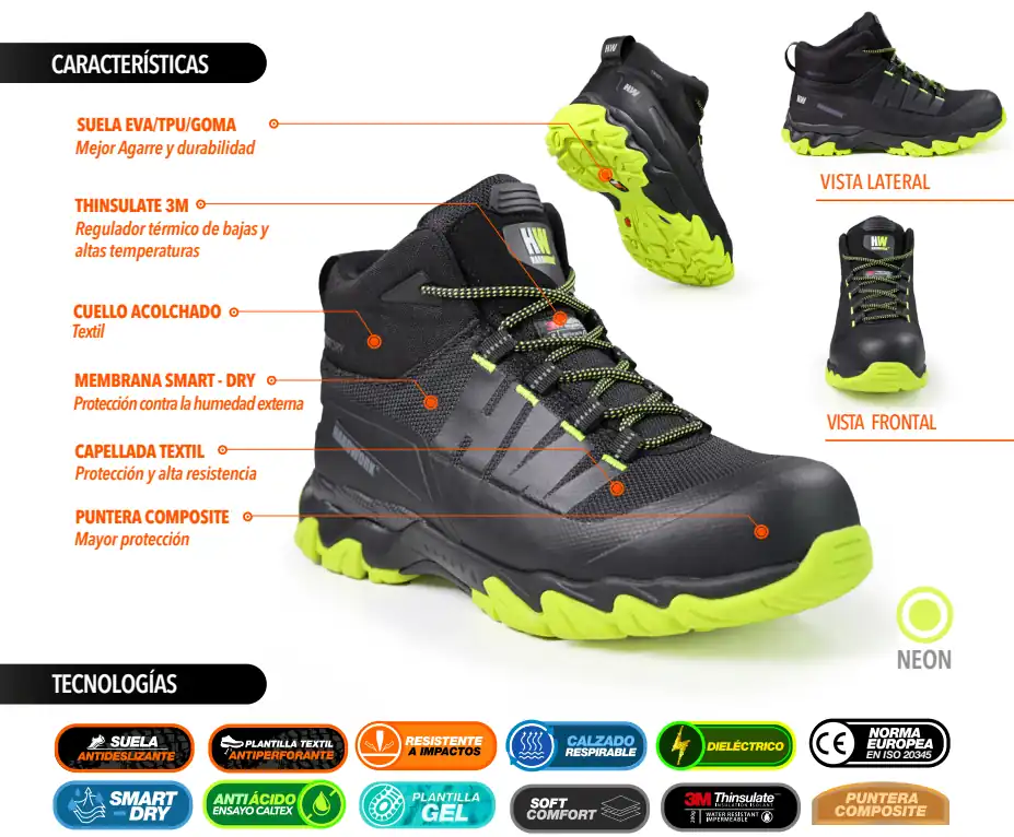 calzado seguridad hw terrain neon