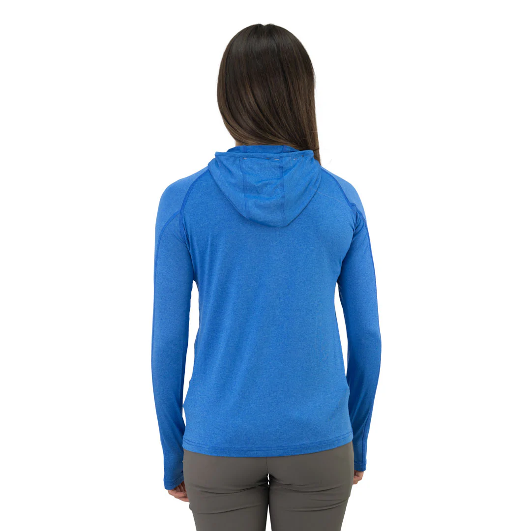 polera dry fit hw spx c/ gorro manga larga mujer elec blue