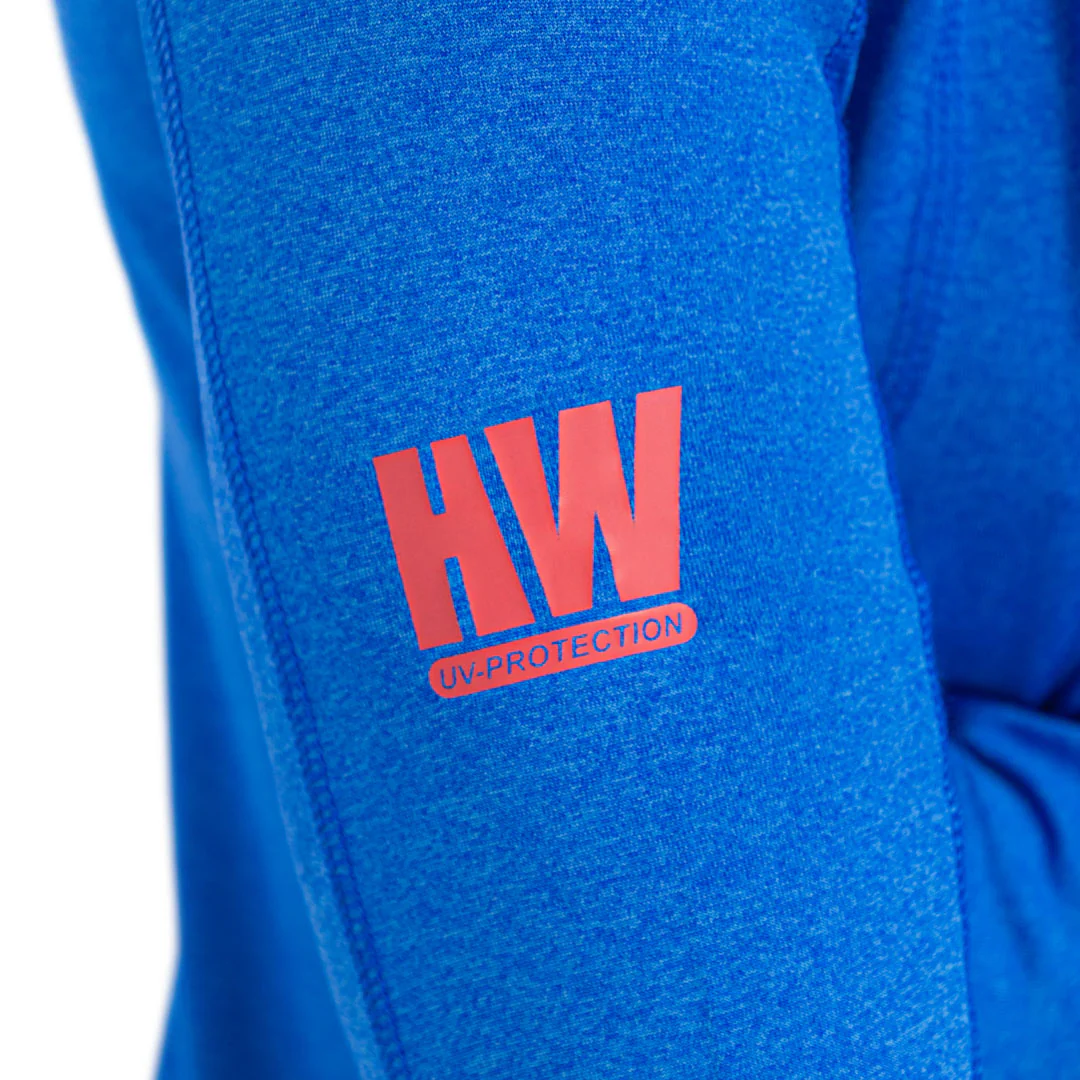 polera dry fit hw spx c/ gorro manga larga mujer elec blue