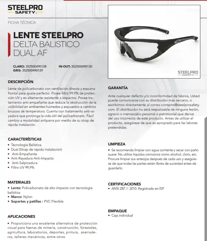 Lente De Seguridad Delta Balístico AF - Imagen 6